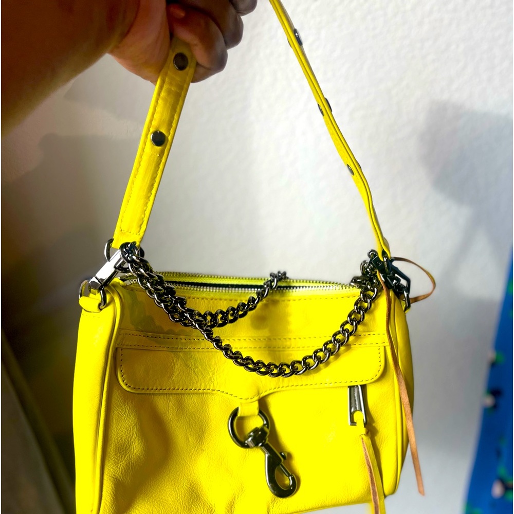 Rebecca Minkoff MAC Leather Crossbody Bag neon yellow y2k vintage style